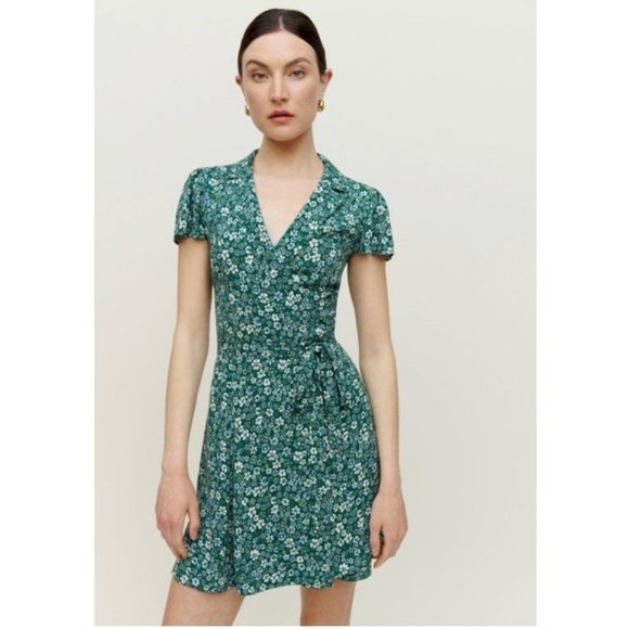 Reformation Kathy Floral Wrap Mini Dress in Saskia